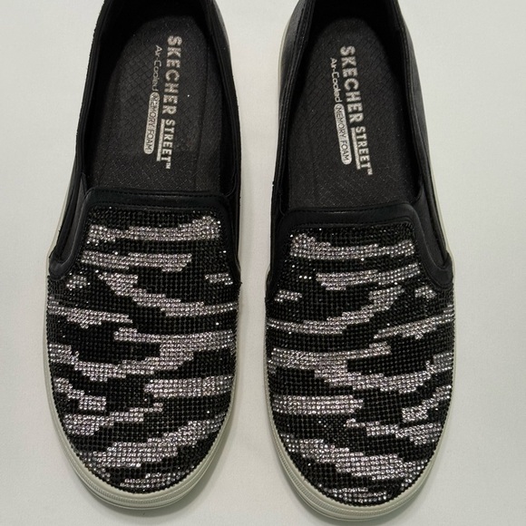 Skechers Shoes - Skechers Black and Silver Beaded Slip-Ons